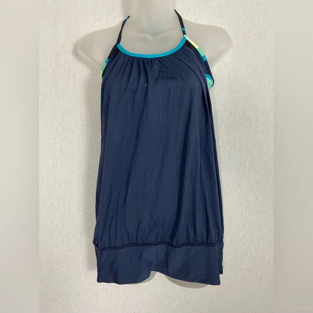 Lululemon Athletica No Limits Built in Sports bra/ Tank top Navy  Blue Sz 6